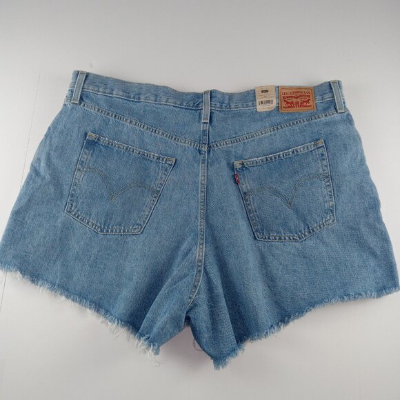 Levi's High Waisted Mom Shorts Women's Size 22W Light Wash Cutoff Denim Ripped - Picture 4 of 10